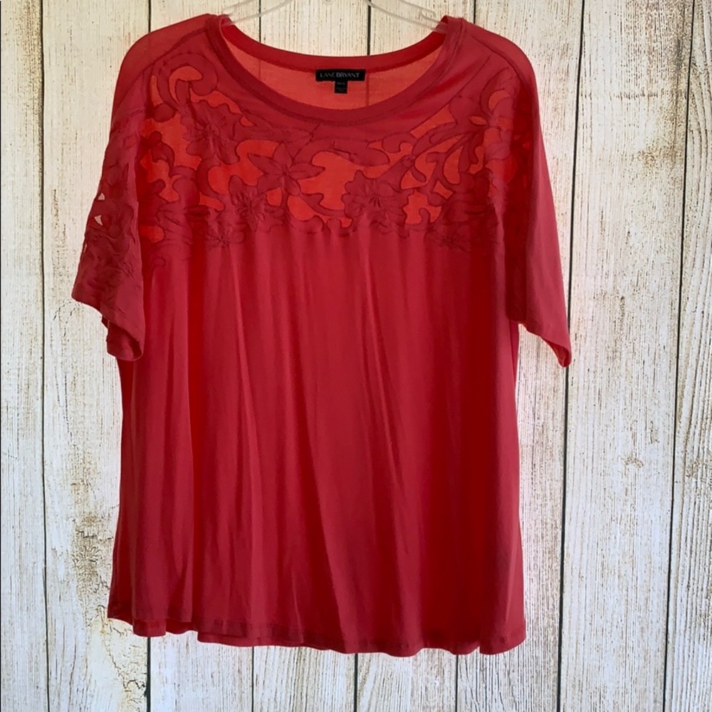 Lane Bryant Coral Short Sleeved Top
